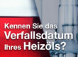 Flüssigkeitsgefäß mit der Frage „Kennen Sie das Verfallsdatum Ihres Heizöls?“ in weißer Schrift.